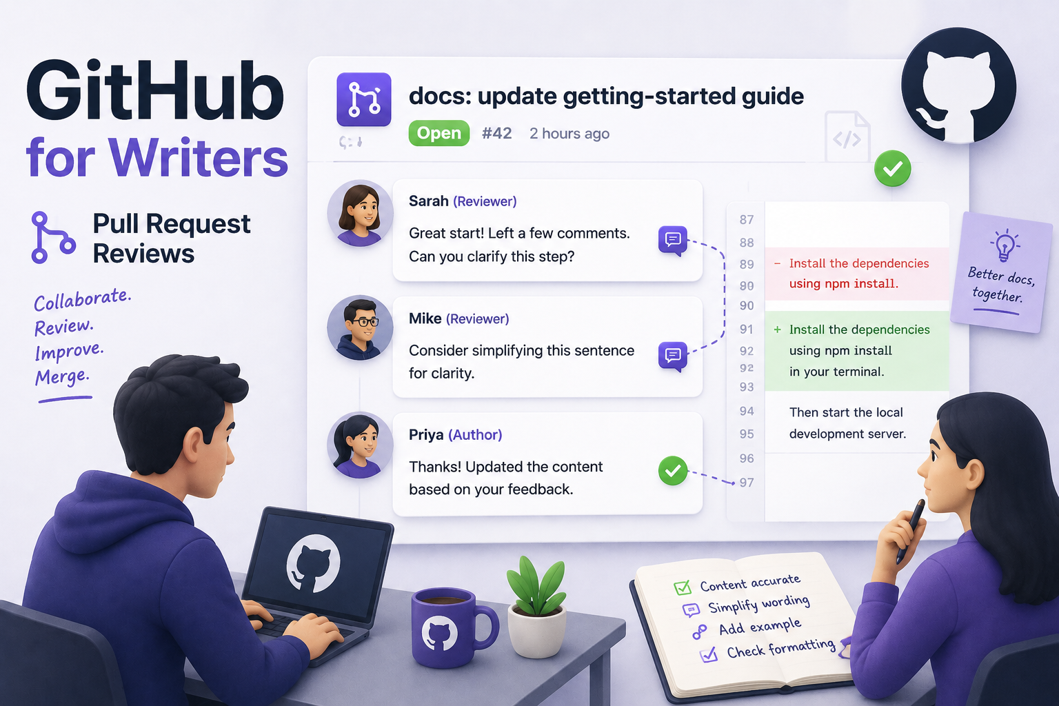 GitHub for writers: Navigating pull request reviews